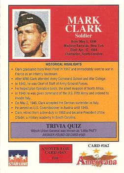 1992 Starline Americana #162 Mark Clark    Back