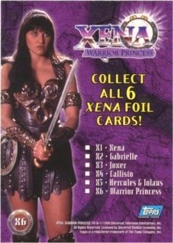 1998 Topps Xena: Warrior Princess - Foil #X6 Warrior Princess Back