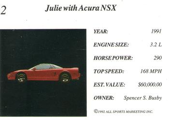 1992 All Sports Marketing Exotic Dreams #2 Julie with Acura NSX Back