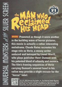 1996 Kitchen Sink Press Universal Monsters of the Silver Screen #21 The Man Who Reclaimed His Head                    1935 Back