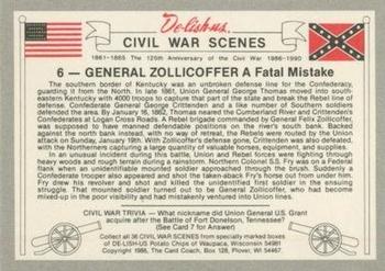 1986 De-lish-us Civil War Scenes 125th Anniversary #6 General Zollicoffer Back