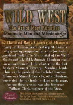 1996 Keepsake Collectibles Wild West: The Art of Mort Kunstler #6 The First Bank Charter of Missouri Back