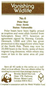 1978 Brooke Bond Vanishing Wildlife #6 Polar Bear Back