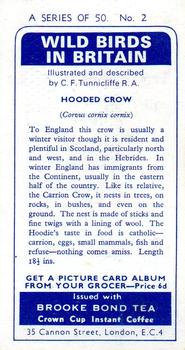 1965 Brooke Bond Wild Birds in Britain #2 Hooded Crow Back