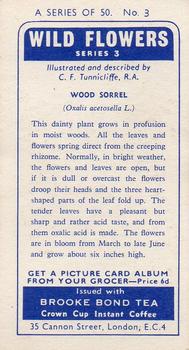 1964 Brooke Bond Wild Flowers Series 3 #3 Wood Sorrel Back