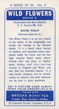 1964 Brooke Bond Wild Flowers Series 3 #9 Water Violet Back