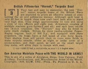1939 Gum Inc. World In Arms (R173) #Ships 3 British Fifteen-ton 