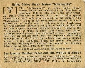 1939 Gum Inc. World In Arms (R173) #Ships 7 United States Heavy Cruiser 