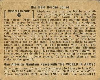 1939 Gum Inc. World In Arms (R173) #Miscellaneous 6 Gas Raid Rescue Squad Back