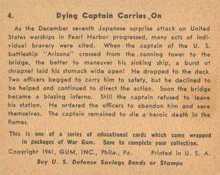 1942 War Gum (R164) #4 Dying Captain Carries On Back