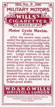 1997 Imperial Publishing Ltd Military Motors #8 Motor Cycle Maxim Back