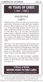 1994 Brooke Bond 40 Years of Cards (Black Back) #31 Police File Back