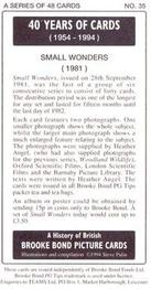1994 Brooke Bond 40 Years of Cards (Black Back) #35 Small Wonders Back