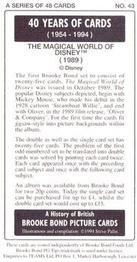 1994 Brooke Bond 40 Years of Cards (Black Back) #43 The Magical World of Disney Back