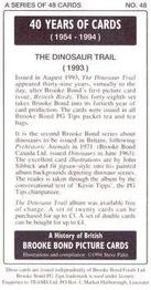 1994 Brooke Bond 40 Years of Cards (Black Back) #48 The Dinosaur Trail Back