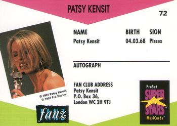 1991 Pro Set SuperStars MusiCards (UK Edition) #72 Patsy Kensit Back
