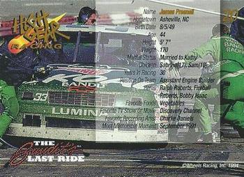 1994 Wheels High Gear Power Pack Team Set The Bandit's Last Ride #20 Jim Presnell Back