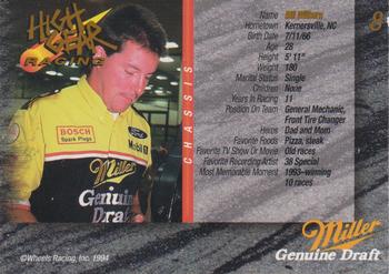 1994 Wheels High Gear Power Pack Team Set Miller Genuine Draft #8 Bill Wilburn Back