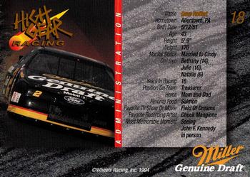 1994 Wheels High Gear Power Pack Team Set Miller Genuine Draft - Gold #18 Dave Hoffert Back