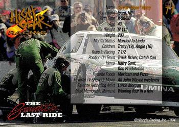 1994 Wheels High Gear Power Pack Team Set The Bandit's Last Ride - Gold #11 Hoss Berry Back