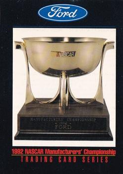 1992 Ford Motorsports NASCAR Manufacturers' Championship #NNO Header Card Front