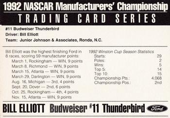 1992 Ford Motorsports NASCAR Manufacturers' Championship #NNO Bill Elliott Back