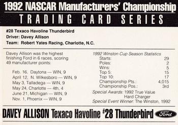 1992 Ford Motorsports NASCAR Manufacturers' Championship #NNO Davey Allison Back