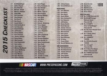 2015 Press Pass Cup Chase - Gold #100 2015 Checklist Back