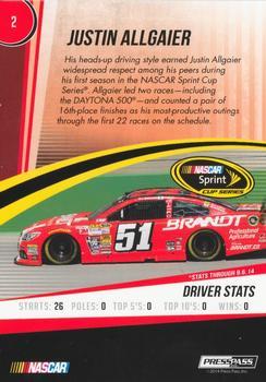 2015 Press Pass Cup Chase - Blue #2 Justin Allgaier Back