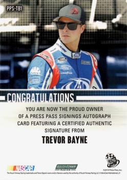 2015 Press Pass Cup Chase - Press Pass Signings #PPS-TB1 Trevor Bayne Back