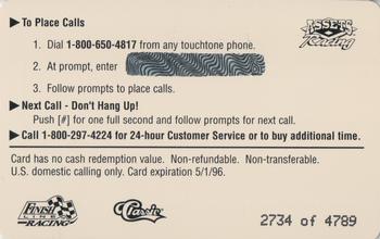 1995 Assets - $2 Phone Cards #NNO Morgan Shepherd Back