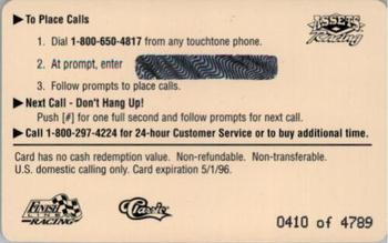 1995 Assets - $2 Phone Cards #NNO Sterling Marlin Back