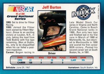 1993 Maxx Premier Series #45 Jeff Burton Back