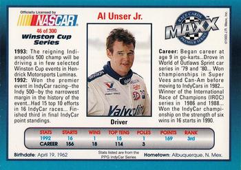 1993 Maxx Premier Series #46 Al Unser Jr. Back
