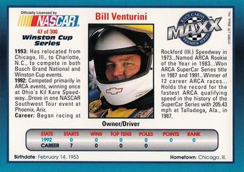 1993 Maxx Premier Series #47 Bill Venturini Back