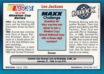 1993 Maxx Premier Series #102 Leo Jackson Back