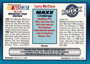 1993 Maxx Premier Series #108 Larry McClure Back