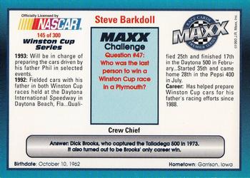 1993 Maxx Premier Series #145 Steve Barkdoll Back