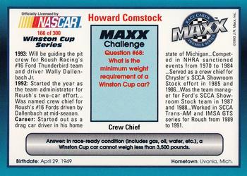 1993 Maxx Premier Series #166 Howard Comstock Back