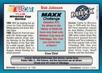 1993 Maxx Premier Series #171 Bob Johnson Back
