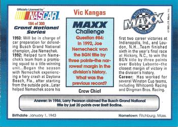 1993 Maxx Premier Series #184 Vic Kangas Back