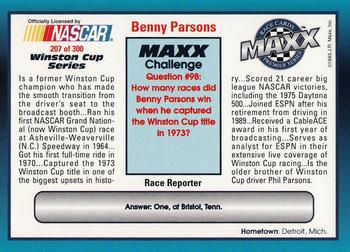 1993 Maxx Premier Series #207 Benny Parsons Back