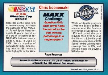 1993 Maxx Premier Series #211 Chris Economaki Back