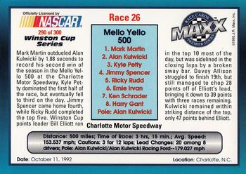 1993 Maxx Premier Series #290 Race 26 - Charlotte Back