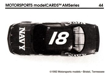 1992 Motorsports Modelcards AM Series #44 Greg Sacks' Car Back