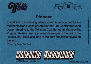 1991 Racing Legends Geoff Bodine #19 Geoff Bodine Back