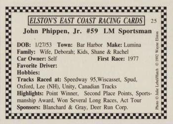 1992 Elston's East Coast Racing #25 John Phippen, Jr. Back