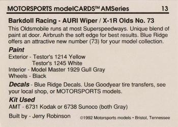 1992 Motorsports Modelcards AM Series - Premiere #13 Phil Barkdoll's Car Back