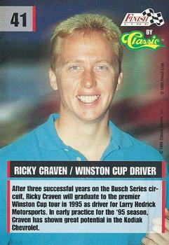 1995 Finish Line - Printer's Proof #41 Ricky Craven Back