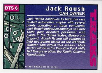 1995 Traks - Behind the Scenes Silver Foil #BTS 6 Jack Roush Back
